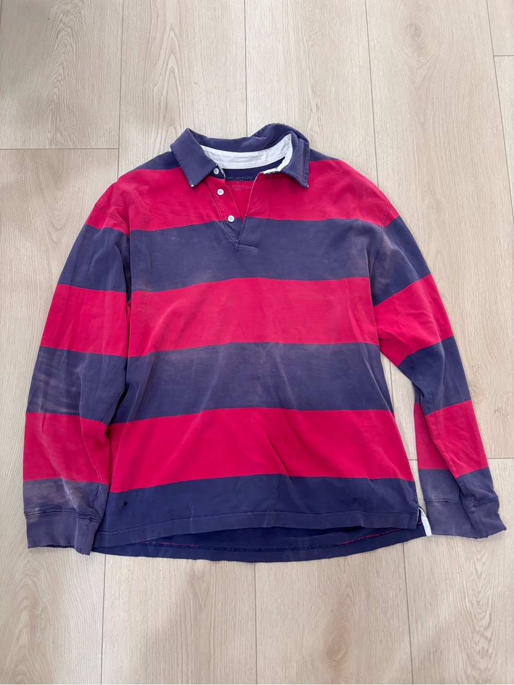 Vintage John Ashford Bold Red and Navy Striped Rugby Shirt